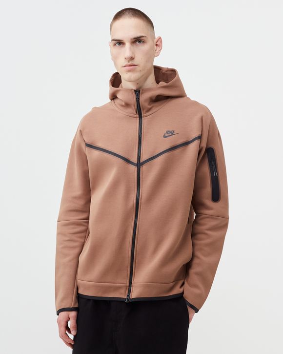 Nike Men's Tech Full-Zip Lightweight Hooded Jacket - Brown, Size: Large