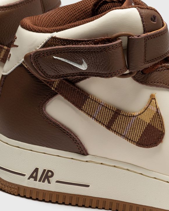 Nike AIR FORCE 1 MID '07 LX 'Brown Plaid' Brown/Beige - PALE IVORY/CACAO  WOW-PINK BLOOM