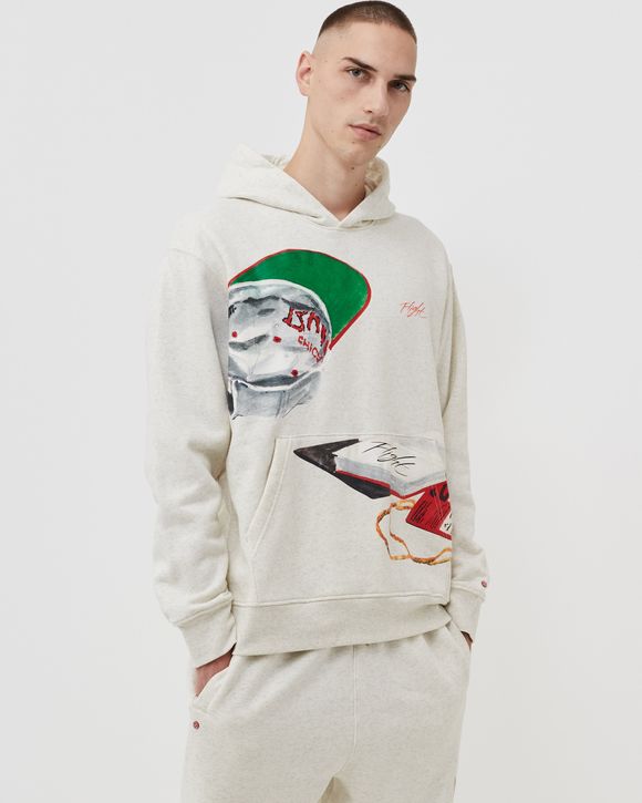 Jordan Jordan Artist Series by Jacob Rochester Hoodie White - OATMEAL  HEATHER/SAIL/UNIVERSITY RED