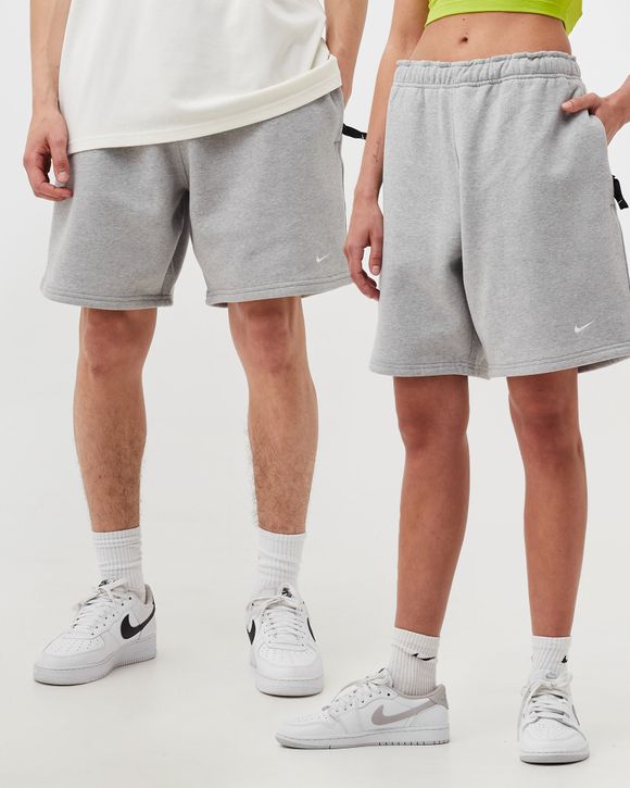 Nike Solo Swoosh Fleece Shorts Grey - DK GREY HEATHER/WHITE