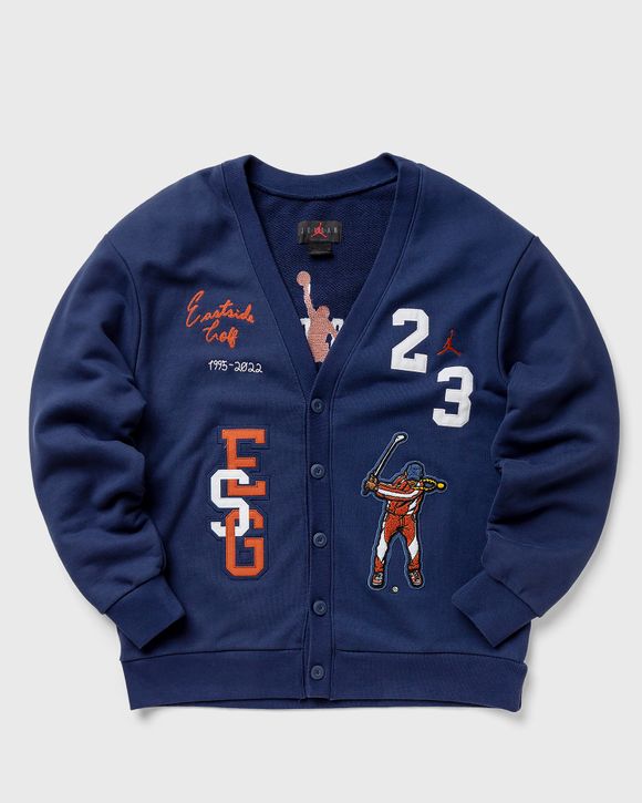 Jordan JORDAN x EASTSIDE GOLF CARDIGAN Blue - MIDNIGHT NAVY/WHITE/BURNT  SUNRISE