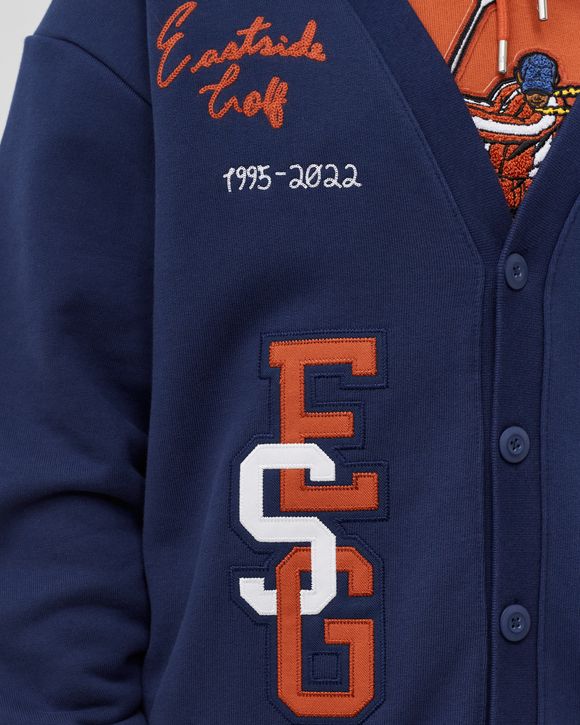 Jordan JORDAN x EASTSIDE GOLF CARDIGAN Blue - MIDNIGHT NAVY/WHITE/BURNT  SUNRISE