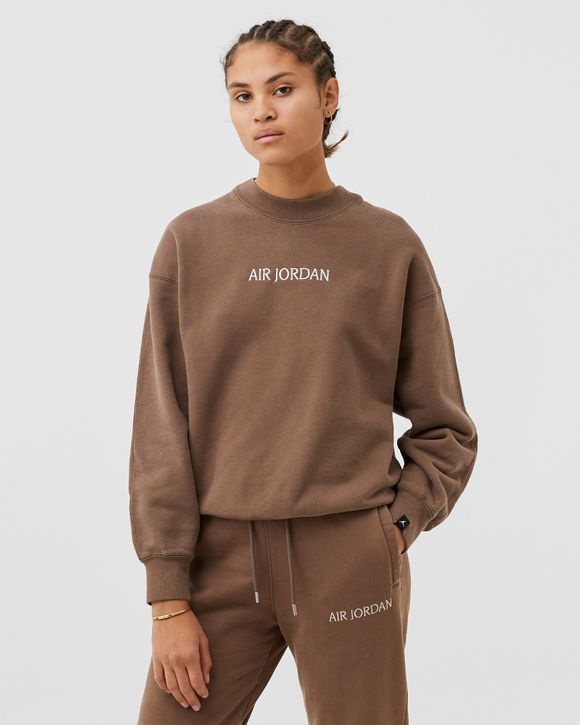 Jordan WMNS AIR JORDAN FLEECE CREWNECK Brown - PALOMINO/SAIL