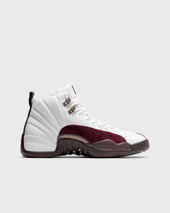 white and burgundy jordans 12