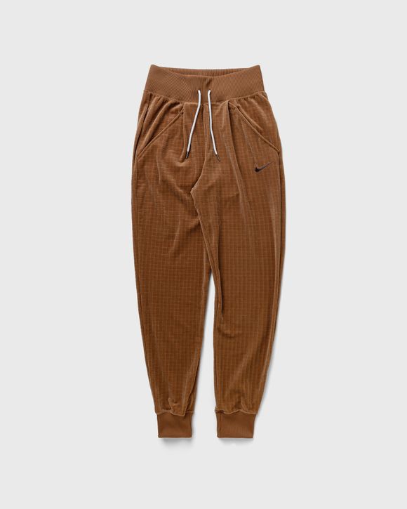 Velour High Waisted Joggers - Tan