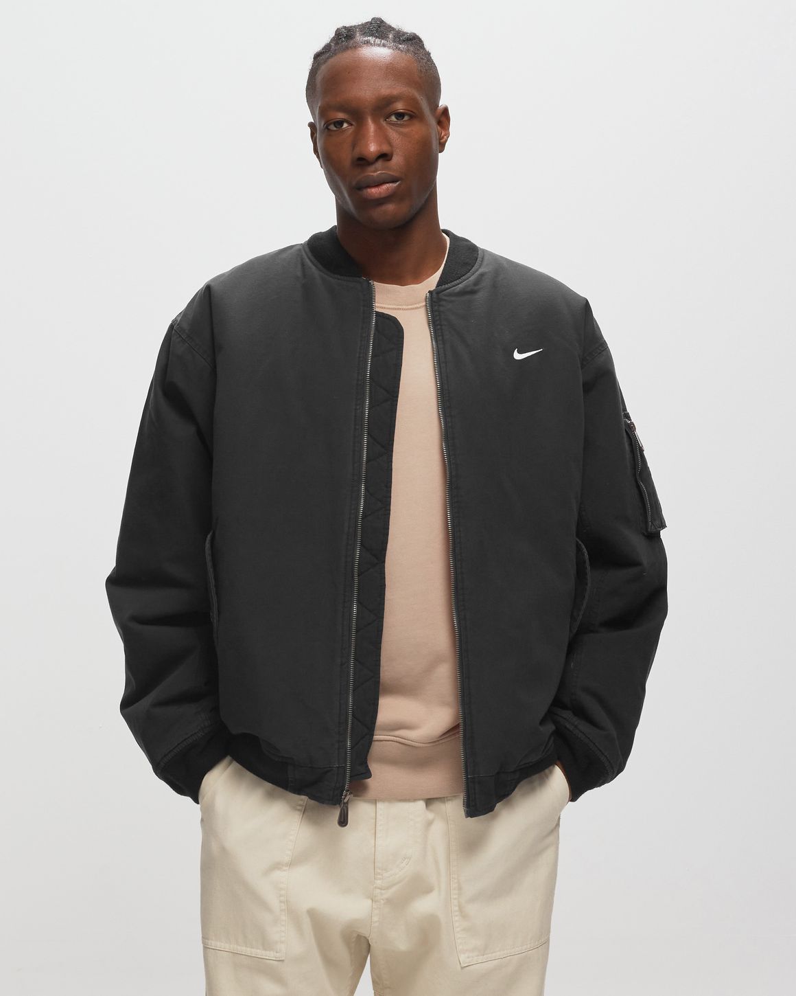 Nike Life Woven Flight Jacket Black/White Men's - US