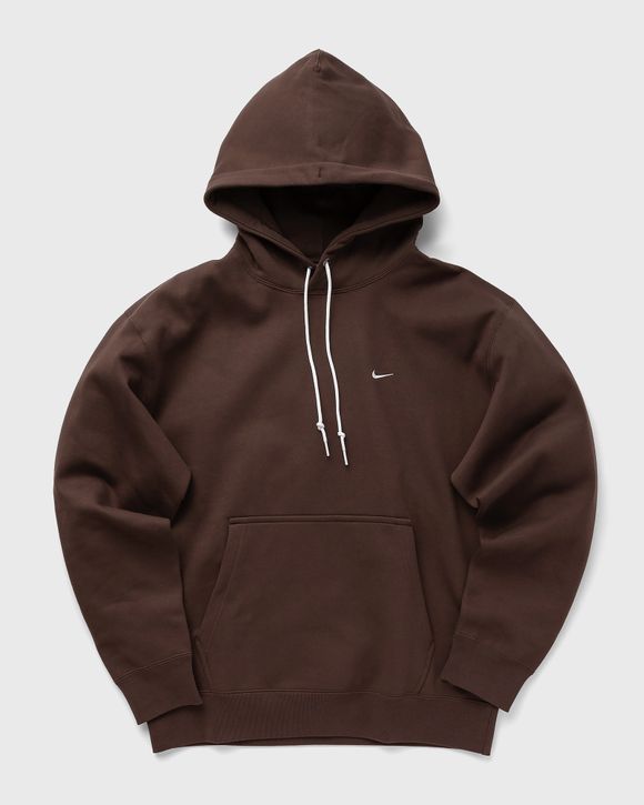 Nike Solo Swoosh Fleece Pullover Hoodie Brown - BAROQUE BROWN/WHITE