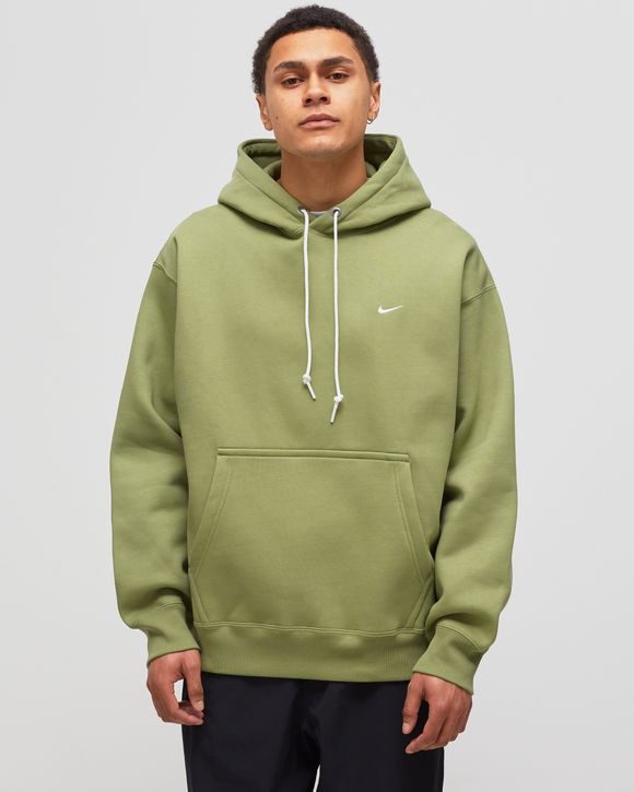 Nike Solo Swoosh Fleece Pullover Hoodie Green - OIL GREEN/WHITE