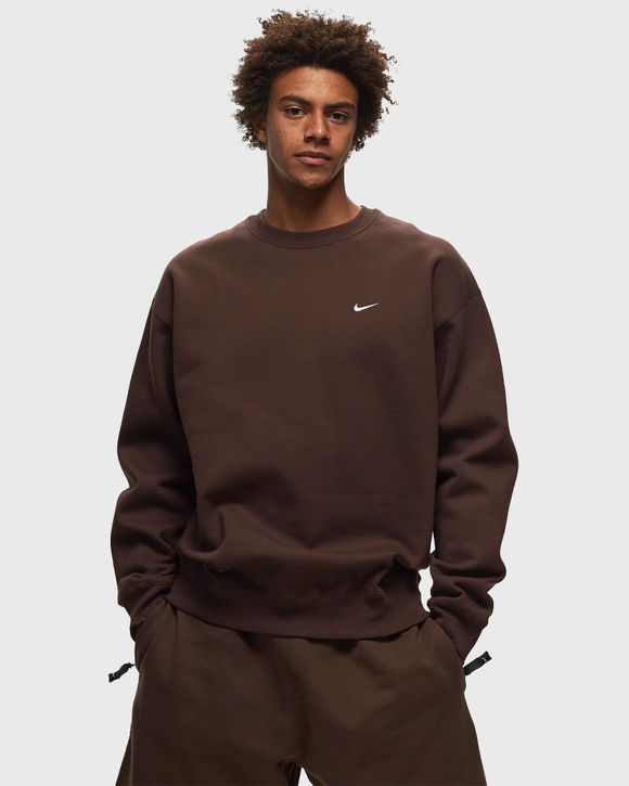 Nike Solo Swoosh Fleece Crew Brown - BAROQUE BROWN/WHITE