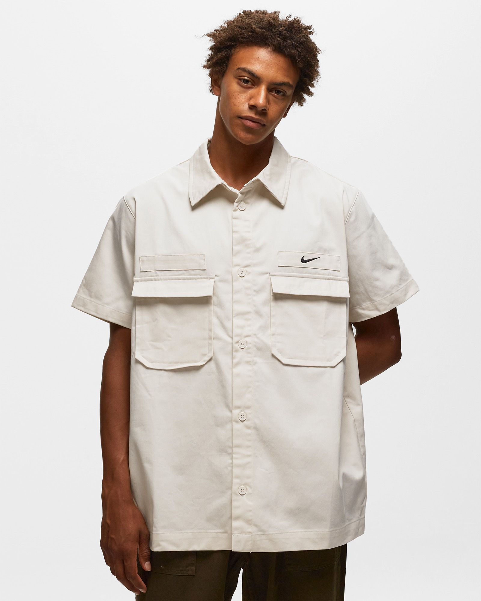 Woven Military Short-Sleeve Button-Down Shirt