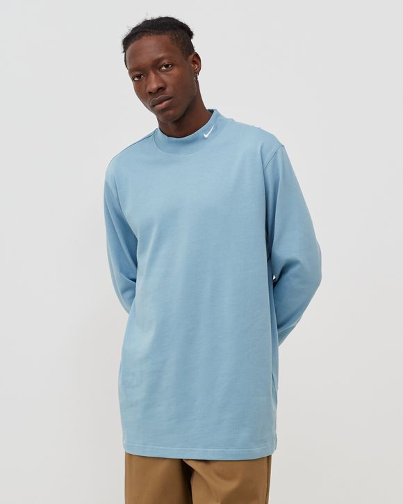 Nike Long-Sleeve Mock Neck Shirt Blue - WORN BLUE/WHITE