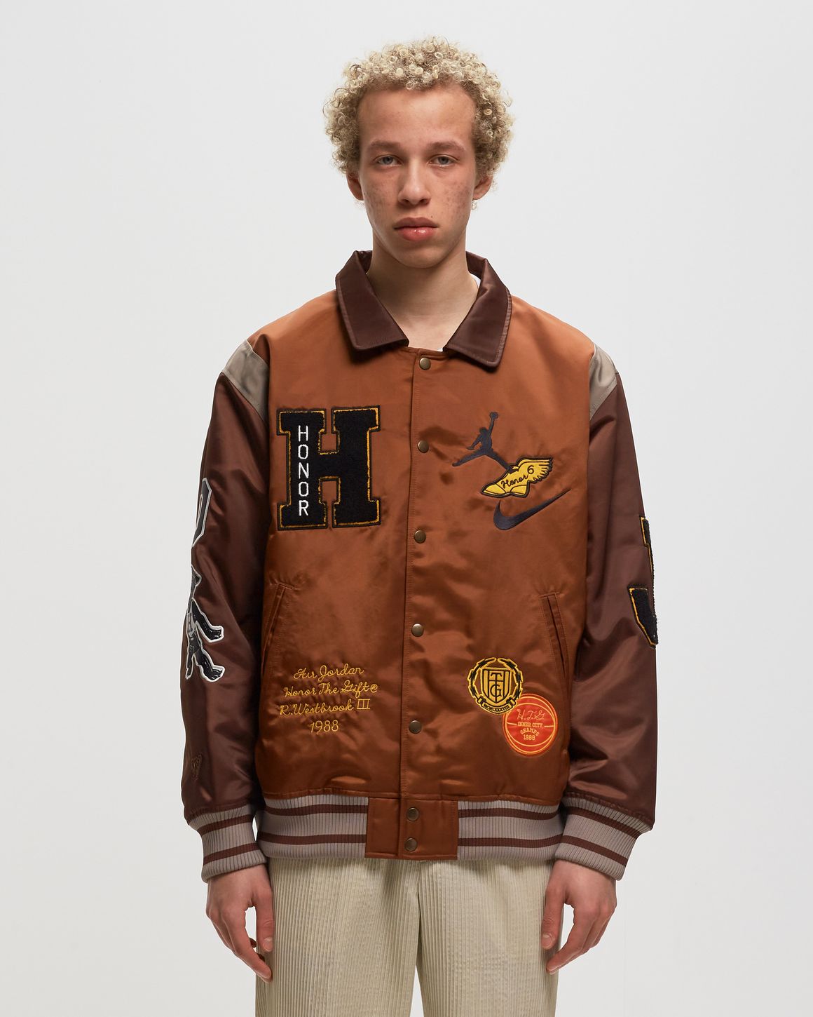 Jordan x Honor The Gift Westbrook Varsity Jacket Grey | BSTN