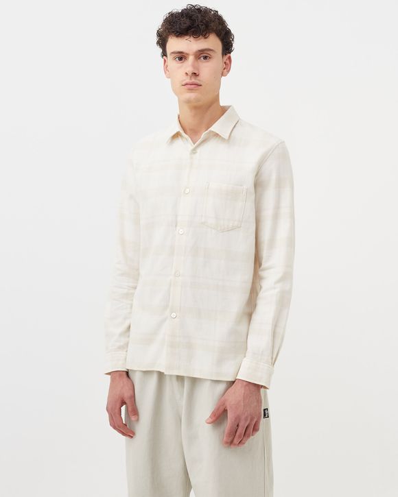 John Elliott SLY STRAIGHT HEM SHIRT White - PAPYRUS CHECK