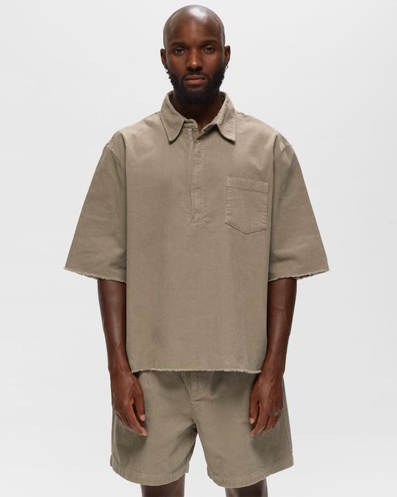 John Elliott Talladega Corduroy SS 1/2 Zip Brown - BARK