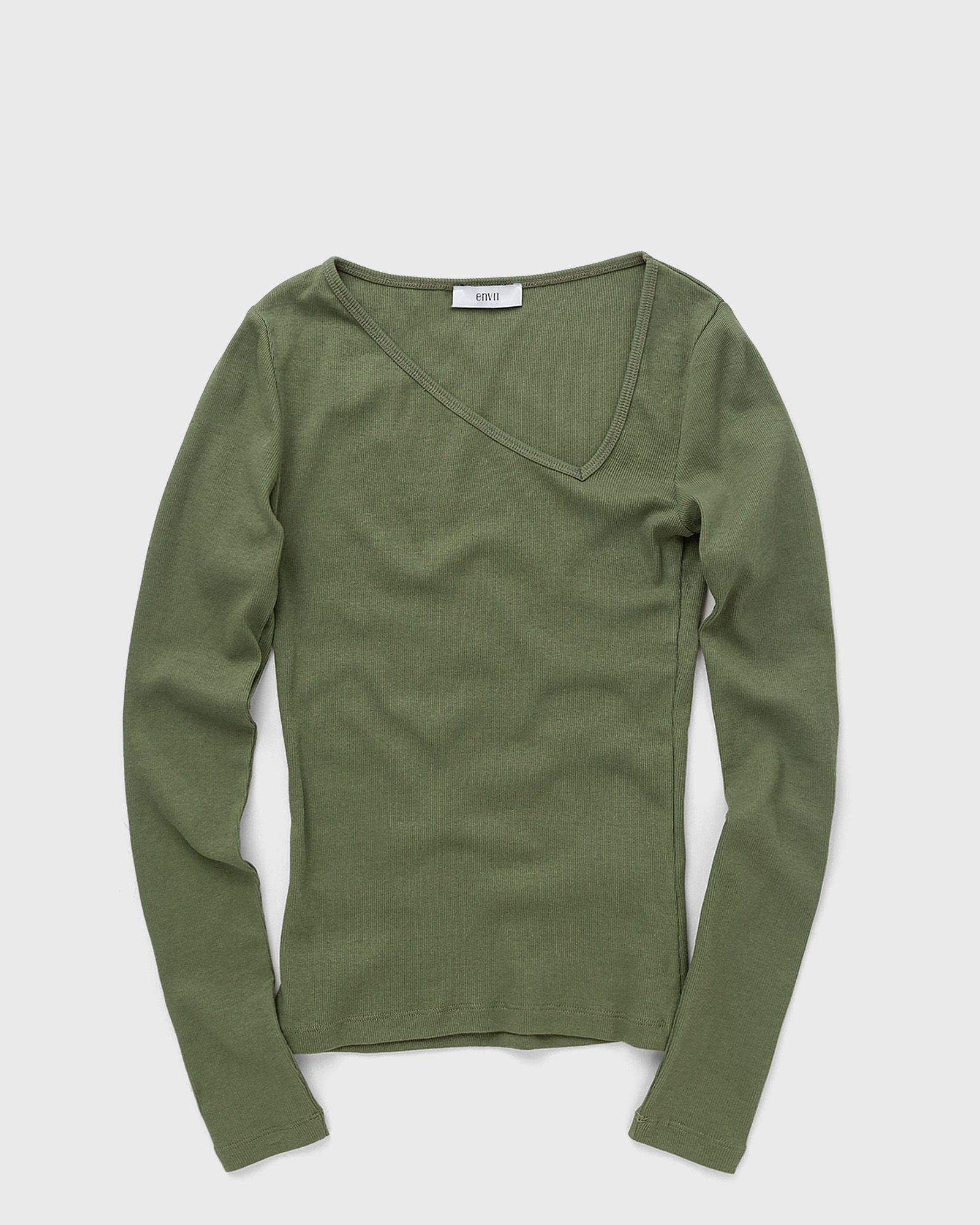 Envii - enally ls side v-n tee 5314 women longsleeves green in größe:l