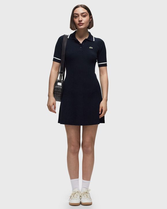 Lacoste 3D SEAMLESS FLARED POLO DRESS Blue | BSTN Store