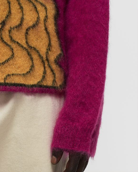 Wool sweater with Gucci intarsia in blue and pink