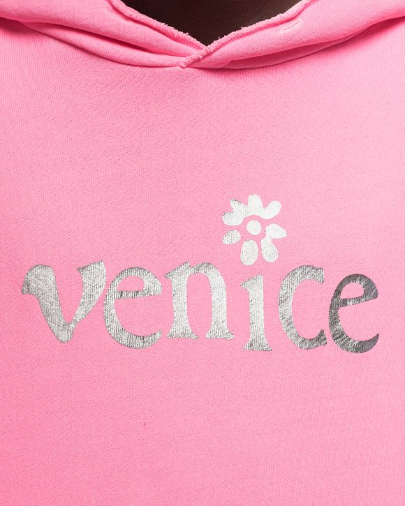 ERL｜HOODIES/SWEATS (Silver Printed Venice Hoodie Knit - ERL Unisex Silver Printed Venice Hoodie Knit in PINK | FWRD