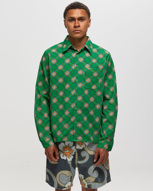 ERL PLAID CORDUROY SHIRT WOVEN Green | BSTN Store