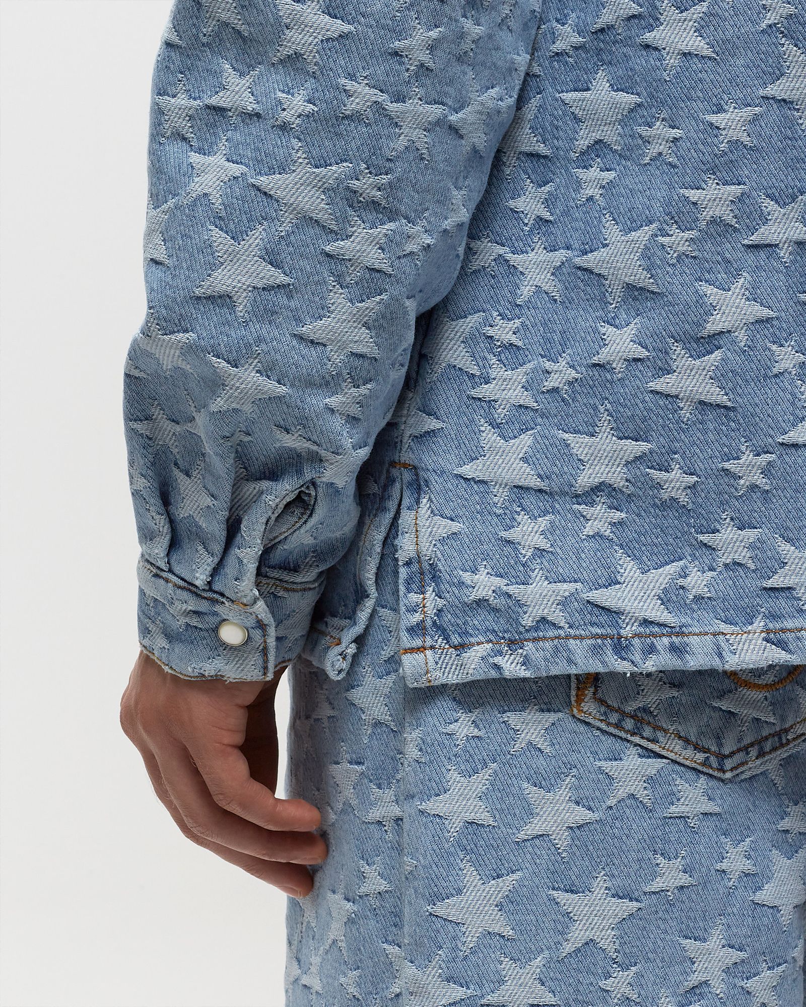DENIM JACQUARD OVERSHIRT WOVEN