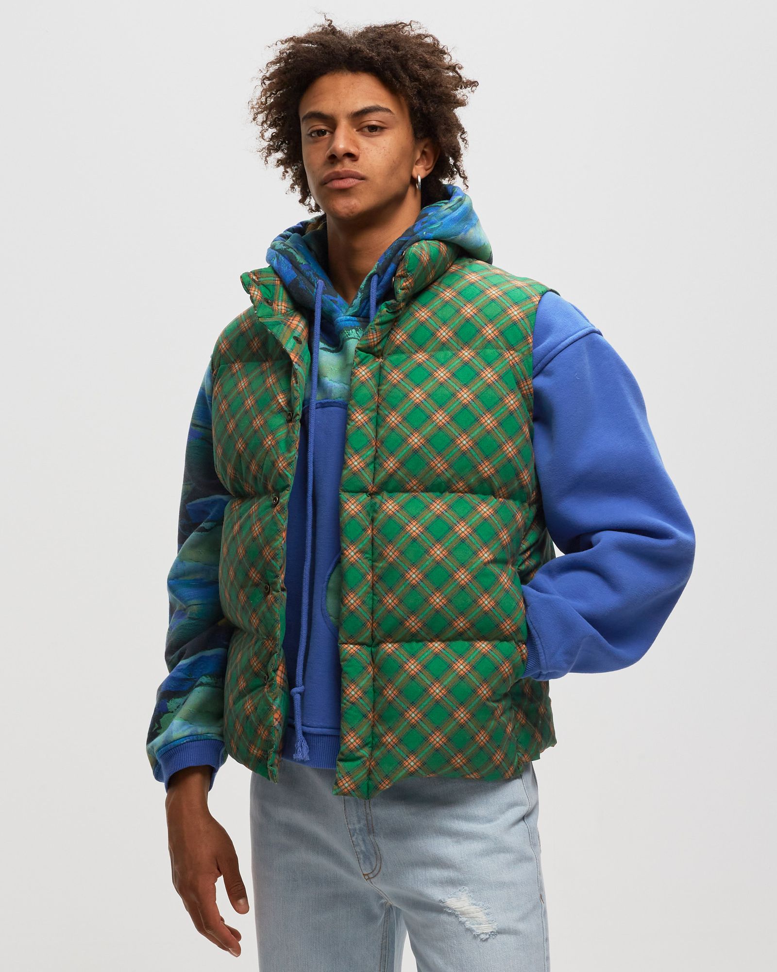 PRINTED QUILTED PUFFER VEST WOVEN