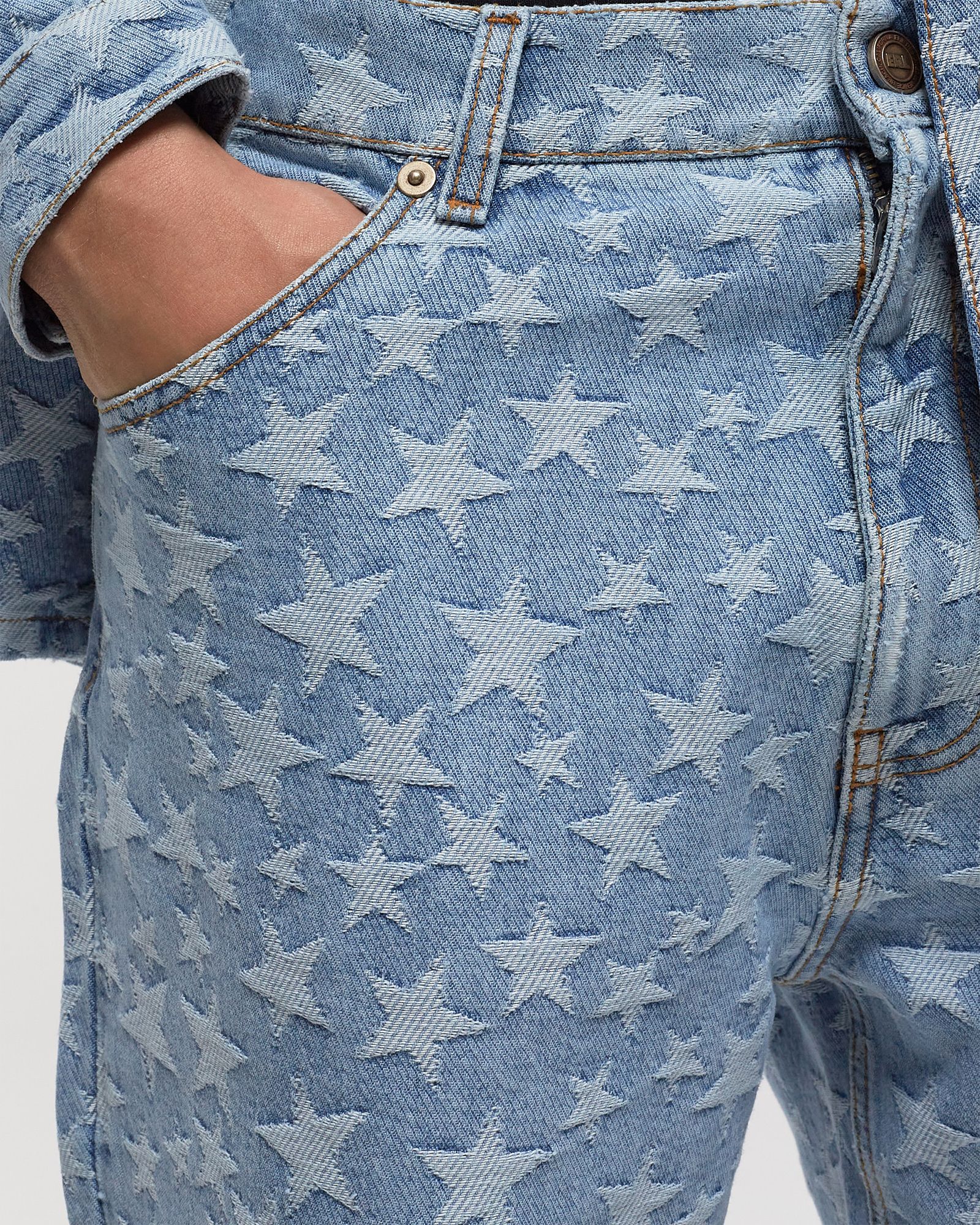 DENIM JACQUARD SHORTS WOVEN