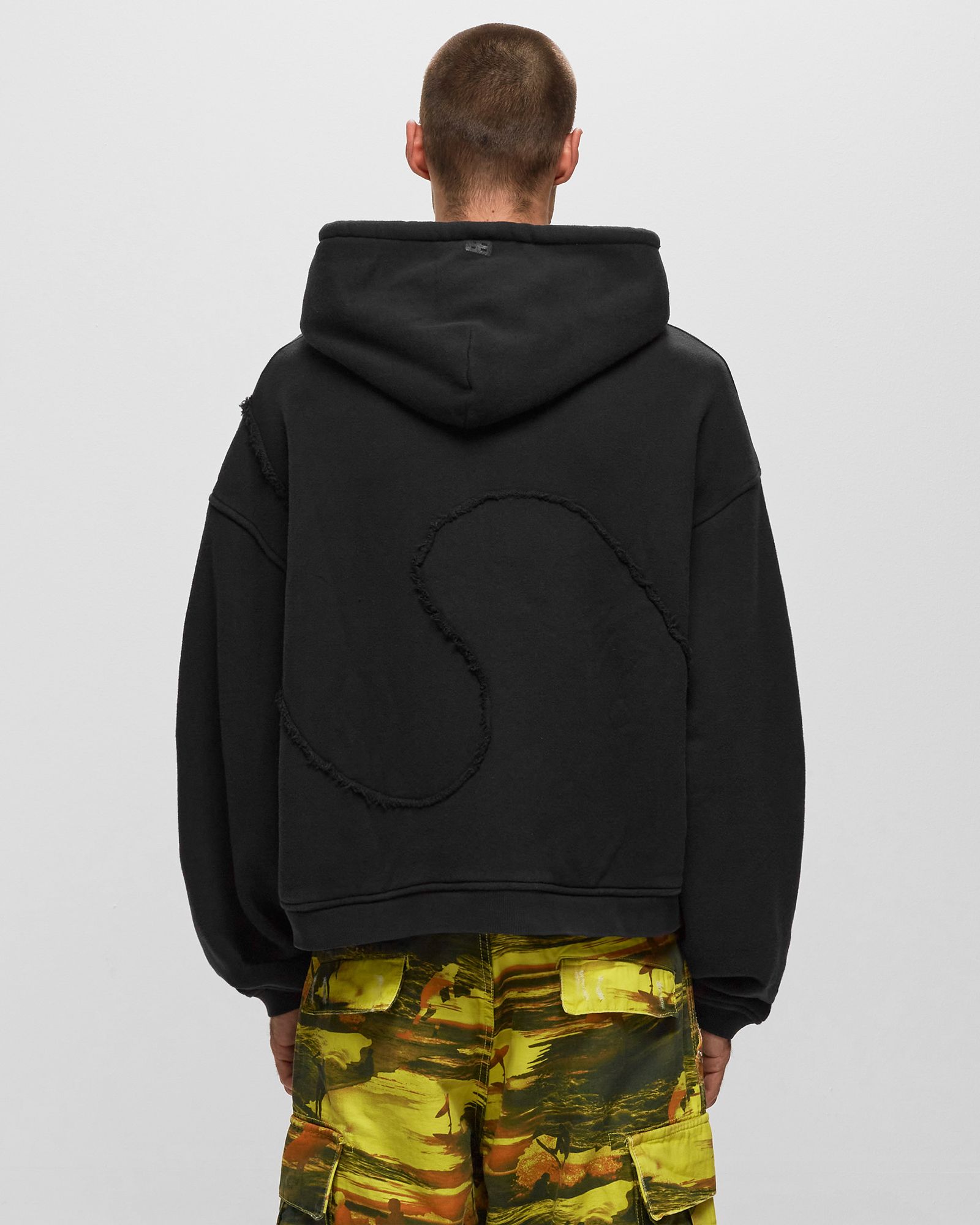 ERL UNISEX SWIRL PREMIUM FLEECE HOODIE KNIT Black | BSTN Store