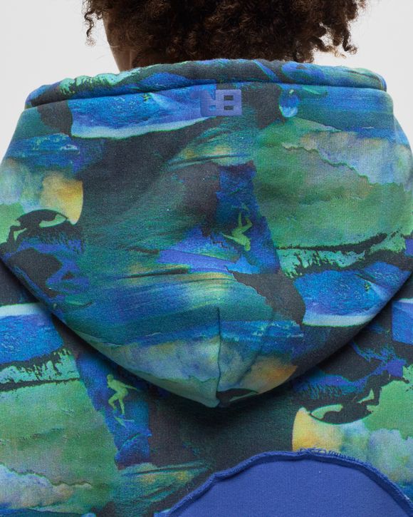 ERL PRINTED SWIRL FLEECE HOODIE KNIT Blue | BSTN Store
