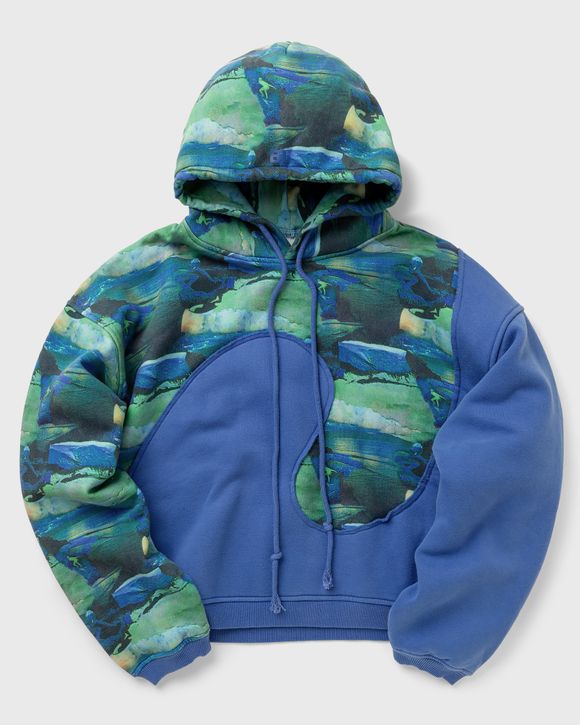 ERL PRINTED SWIRL FLEECE HOODIE KNIT Blue | BSTN Store
