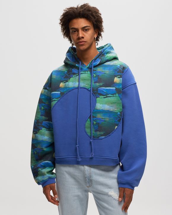 ERL PRINTED SWIRL FLEECE HOODIE KNIT Blue | BSTN Store