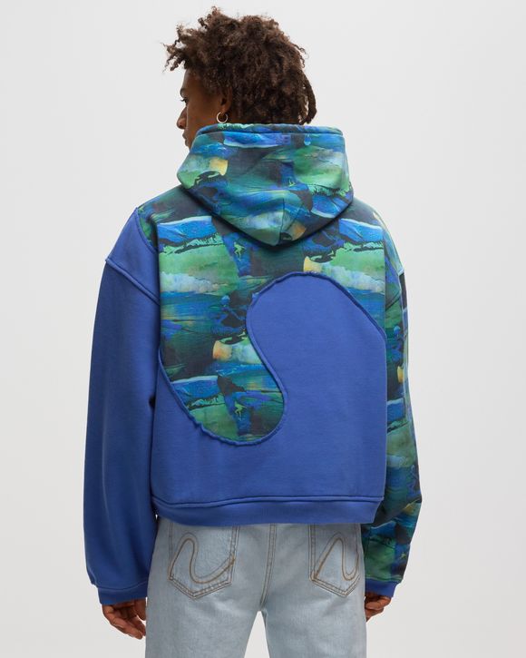 ERL PRINTED SWIRL FLEECE HOODIE KNIT Blue - ERL GREEN SUNSET