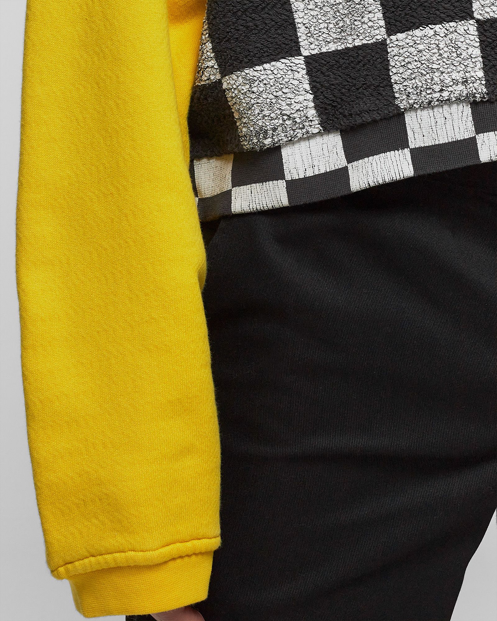 YELLOW CHECKER SWIRL HOODIE KNIT