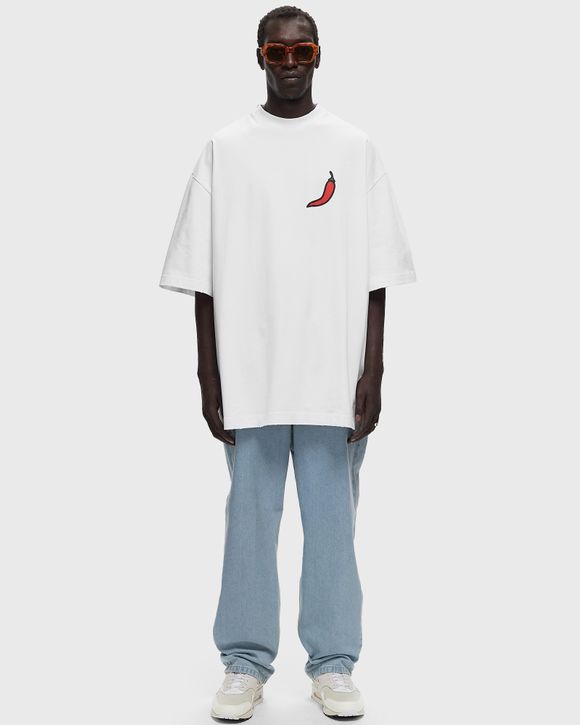 ★032c★ U ON FIRE OVERSIZED TSHIRT WHITE ON FIRE