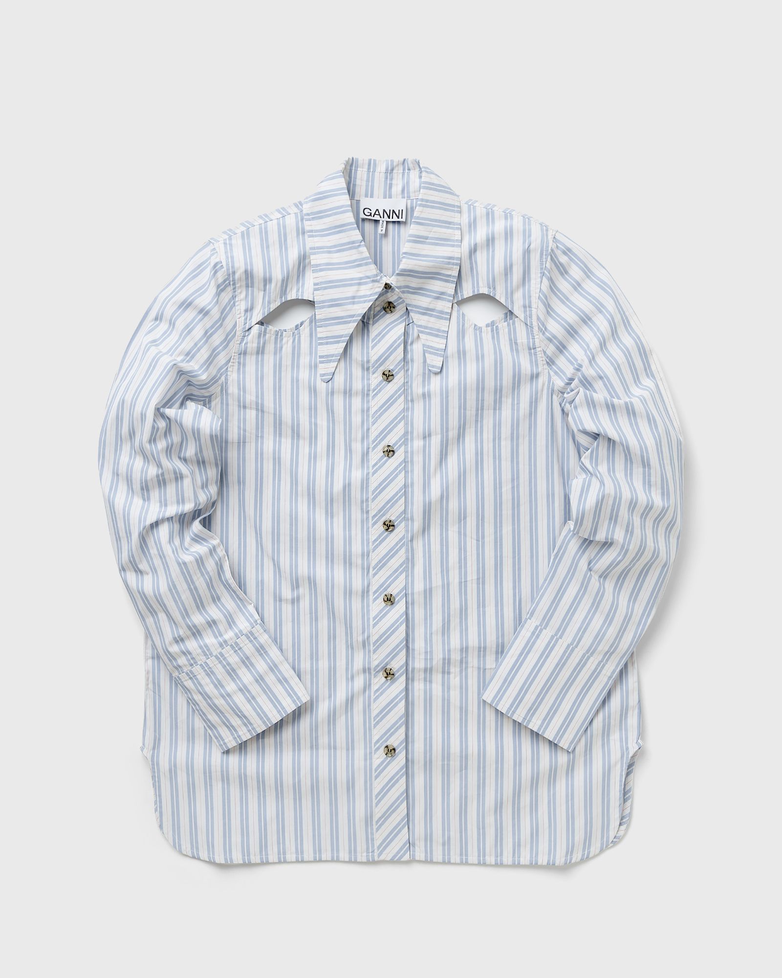Stripe Cotton Long Collar Shirt