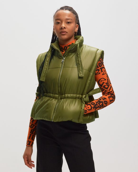 Ganni WMNS Shiny Quilt Vest Green - SPAGHNUM