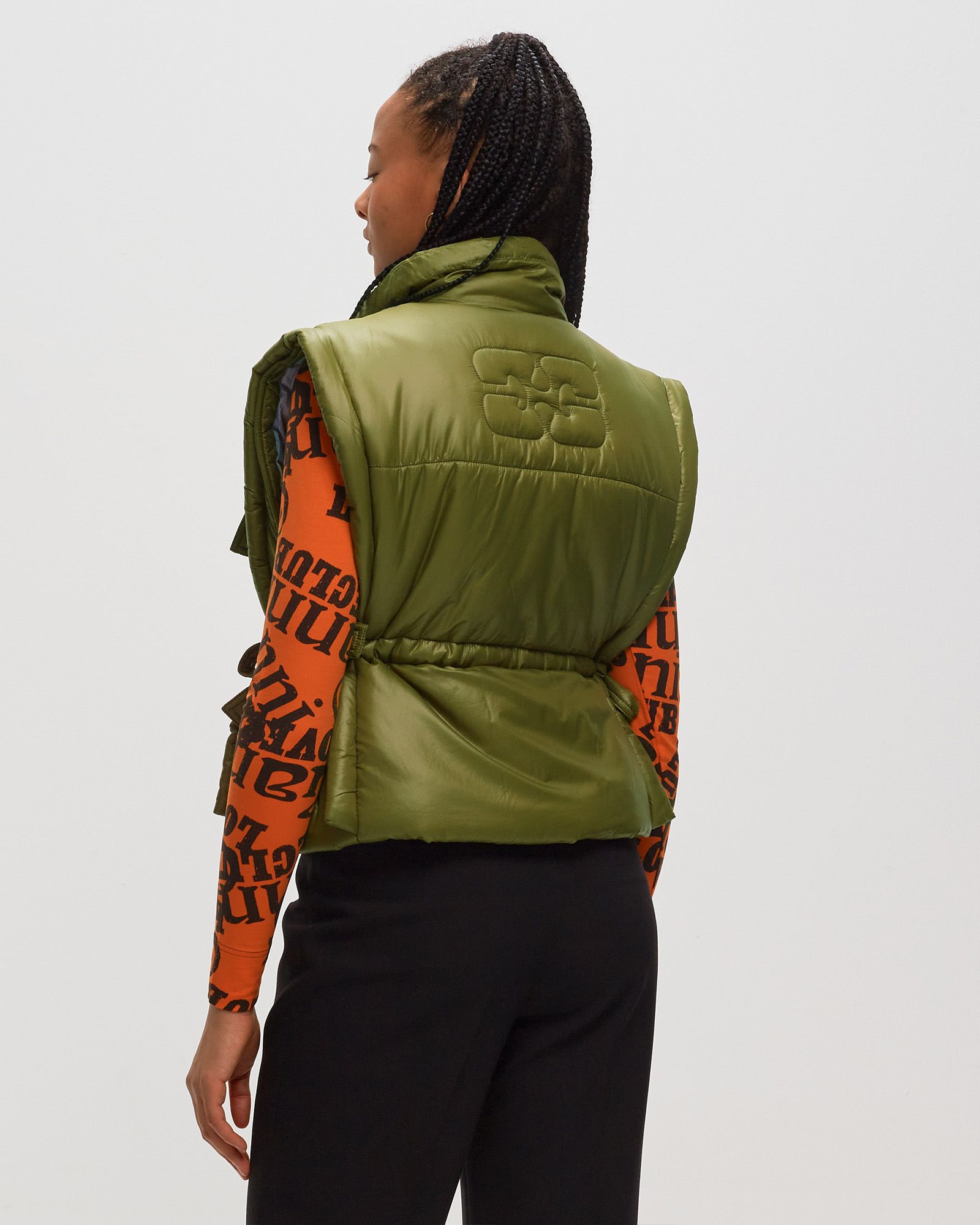 Ganni WMNS Shiny Quilt Vest Green | BSTN Store