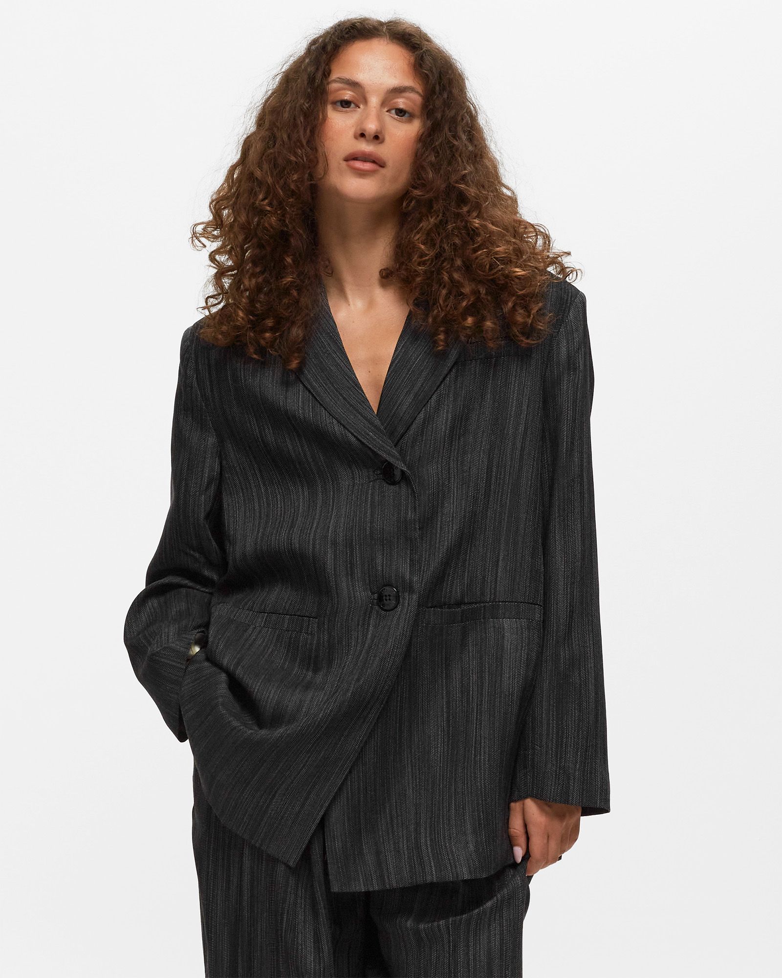 Drapey Stripe Suiting Oversized Blazer