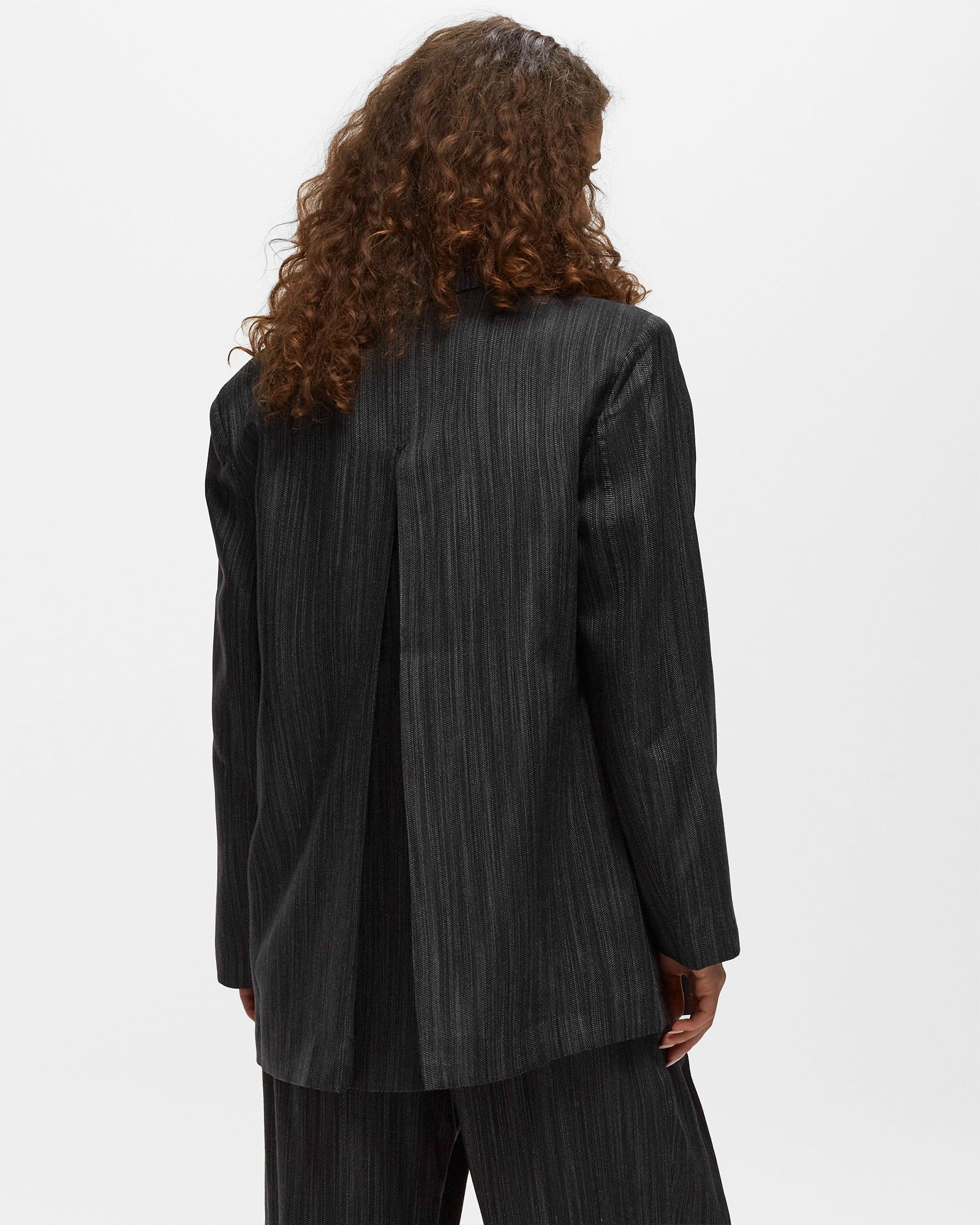 Drapey Stripe Suiting Oversized Blazer