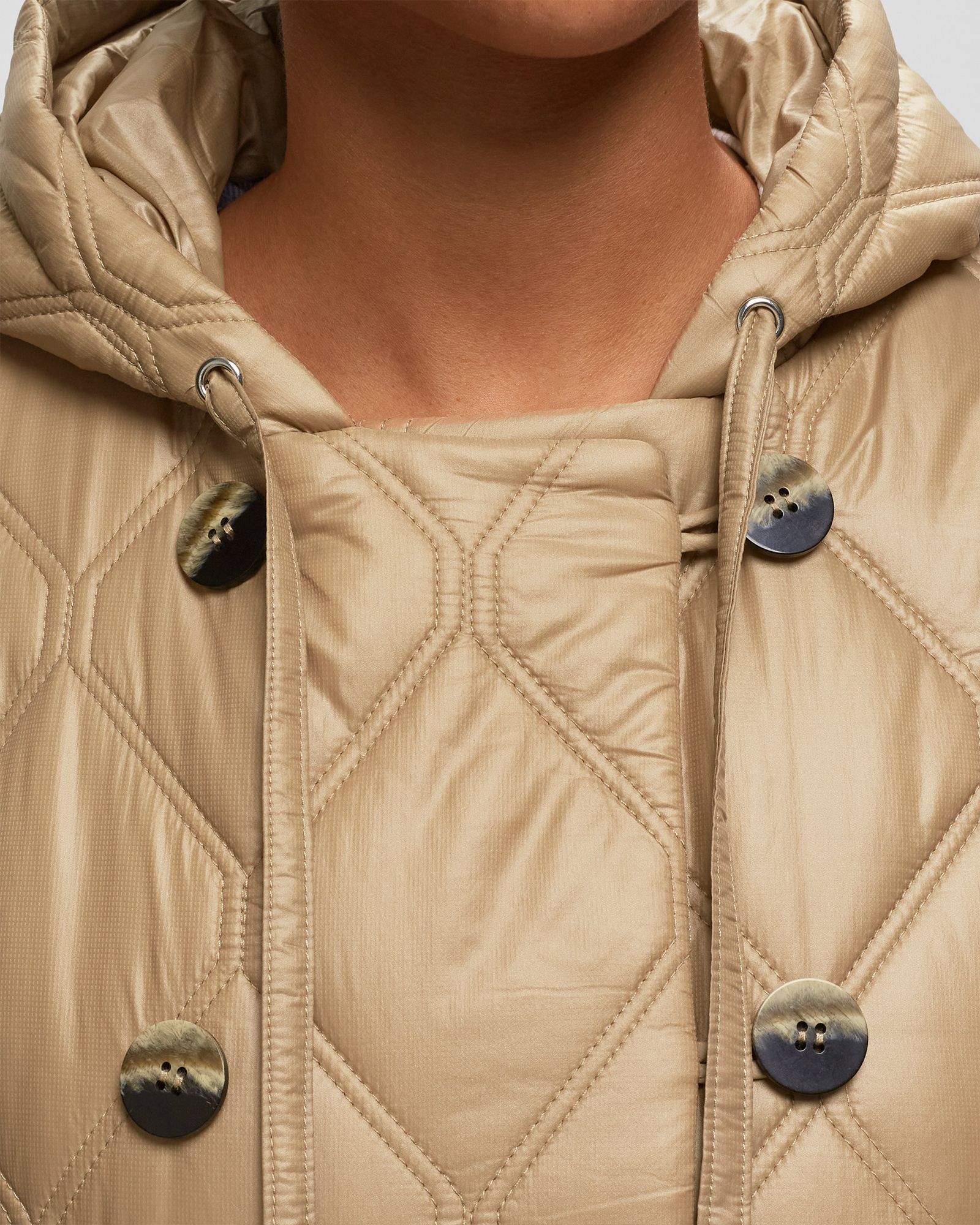 Shiny Quilt Hooded Jacket
