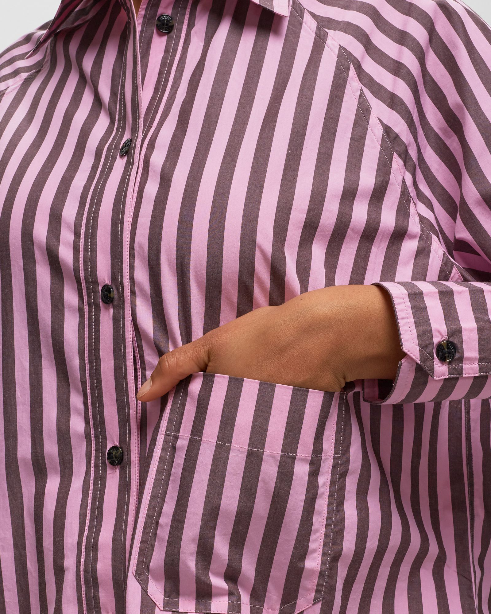 Stripe Cotton Oversize Raglan Shirt