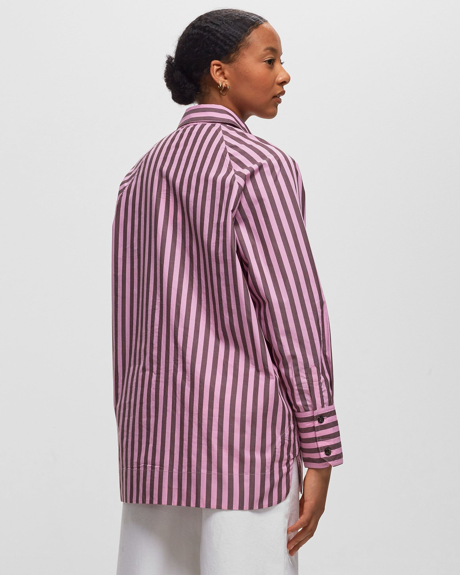 Stripe Cotton Oversize Raglan Shirt