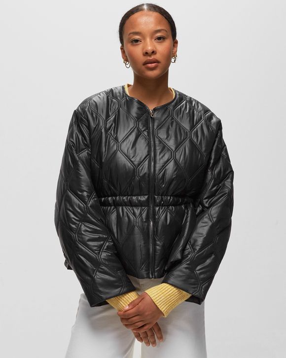 Ganni Shiny Quilt Jacket Black - BLACK