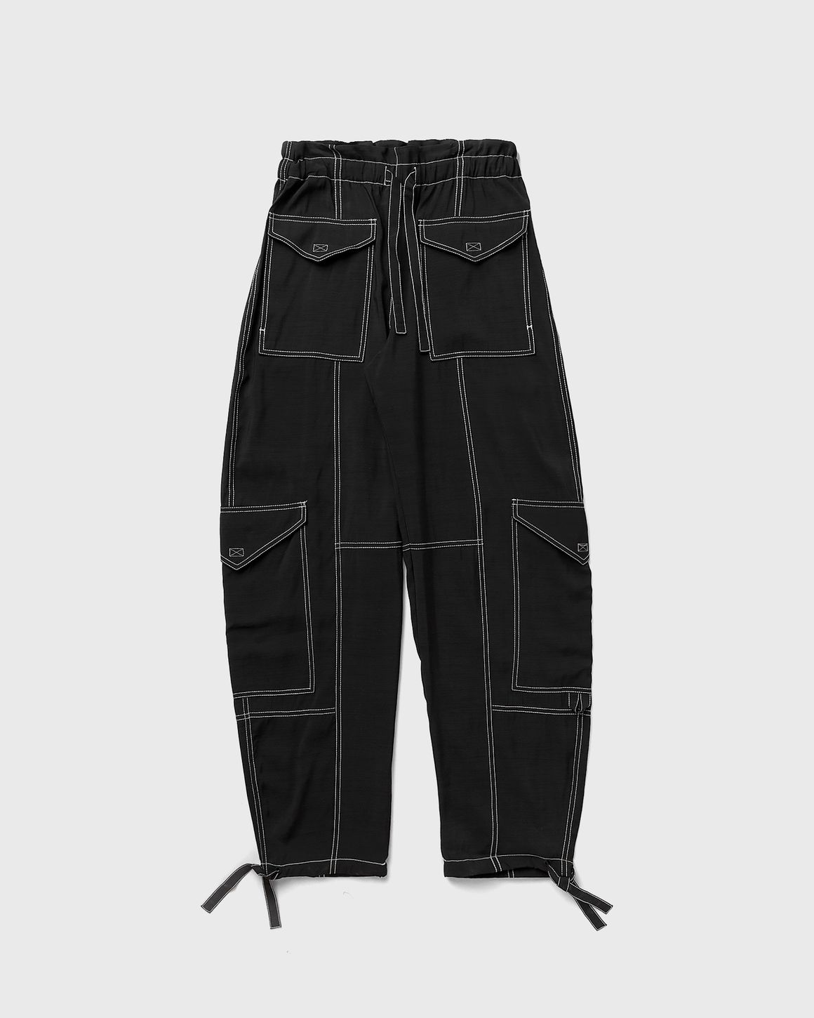 パンツ Ganni 'Light Slub Pocket' pants Ganni light slub high waisted cargo pocket pants black white