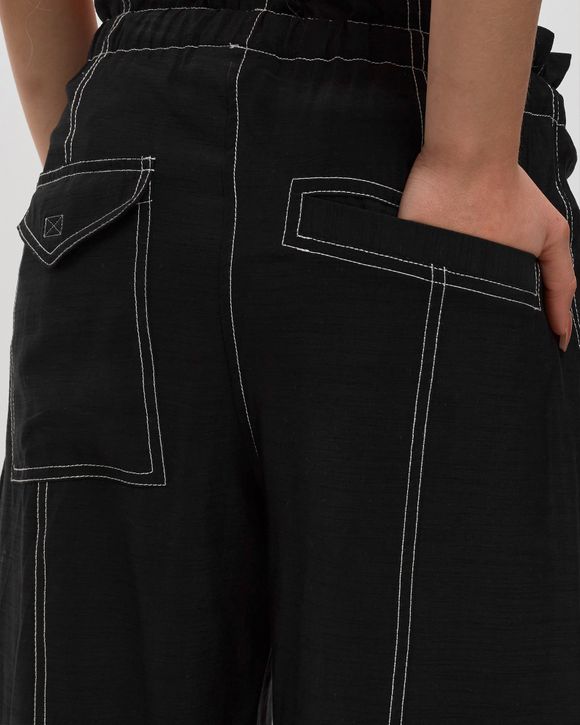 【関税＆送料込み】Ganni Light Slub High Waist Pocket Pants Ganni light slub high waisted cargo pocket pants black white