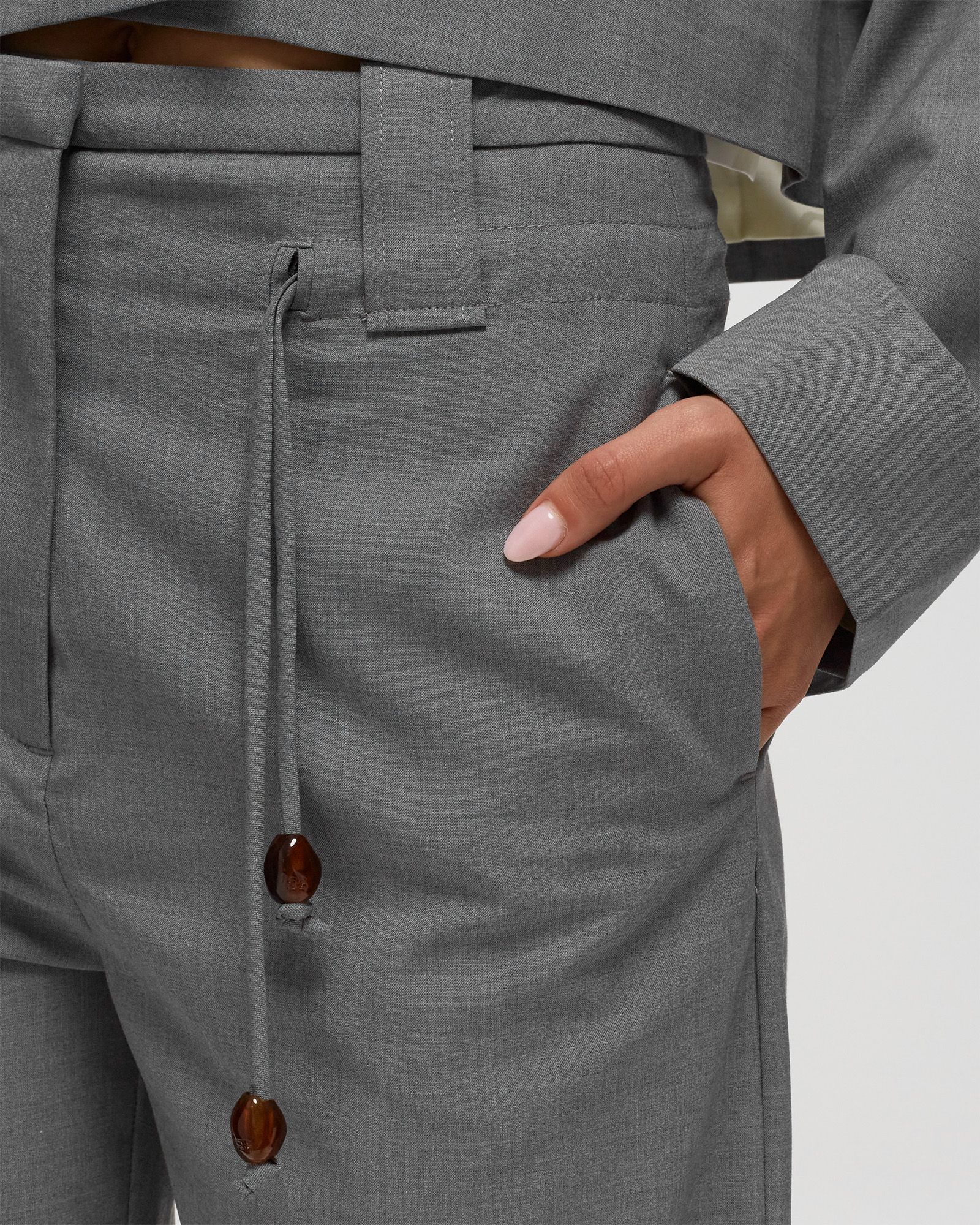 Drapey Melange Mid-High Waisted Pants