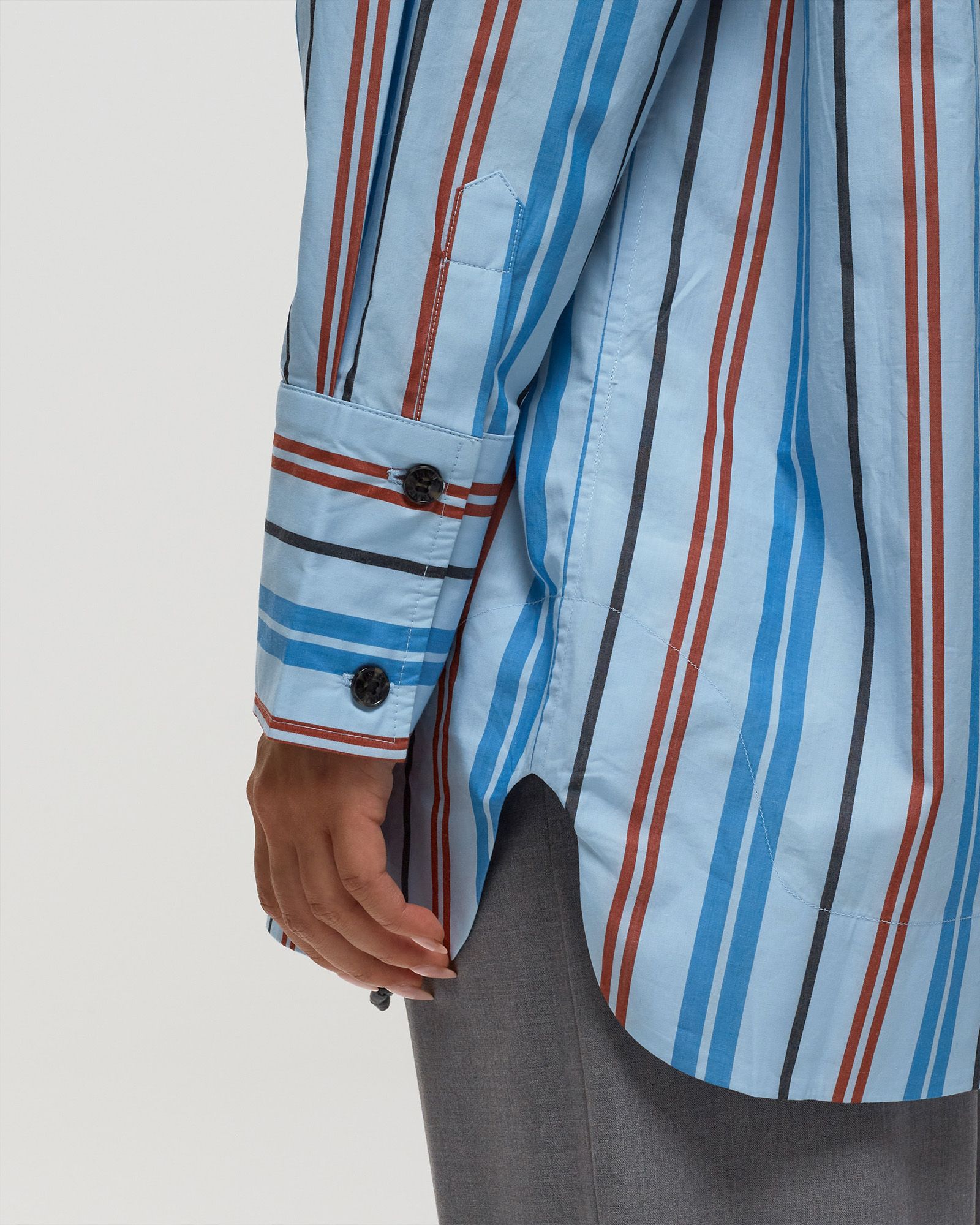 Stripe Cotton Oversize Raglan Shirt