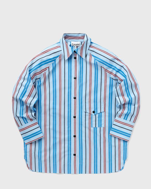 Ganni Stripe Cotton Oversize Raglan Shirt