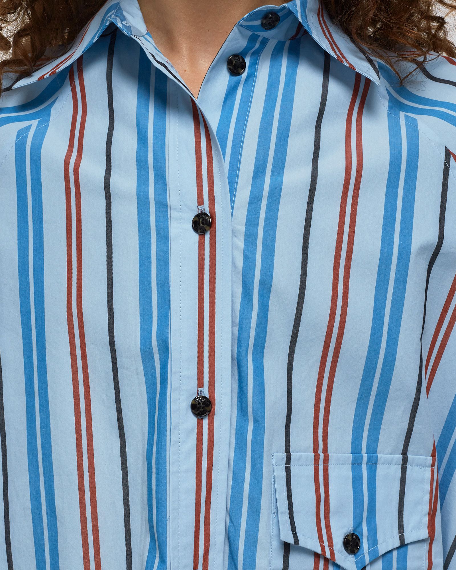 Stripe Cotton Oversize Raglan Shirt