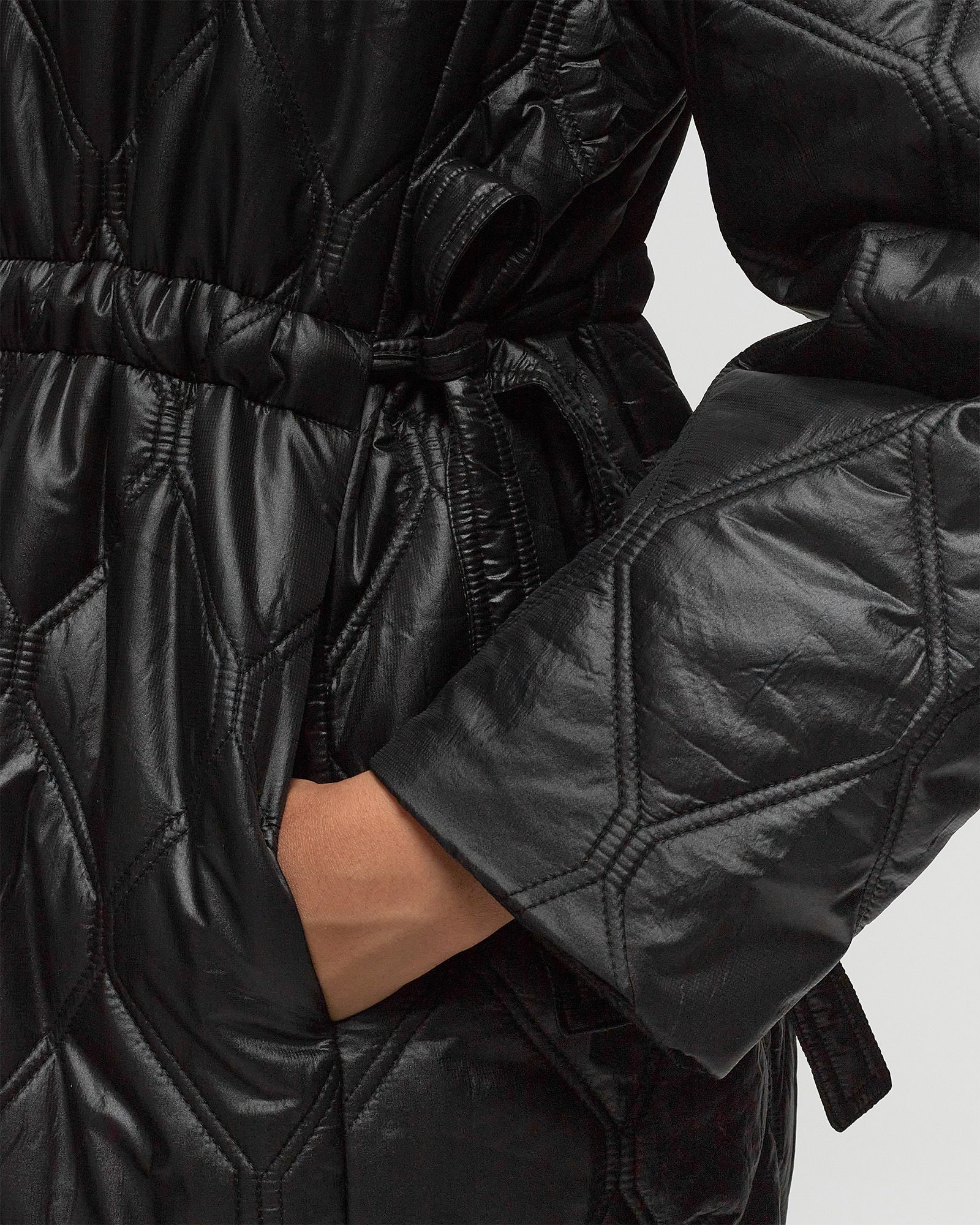 Shiny Quilt Long Coat