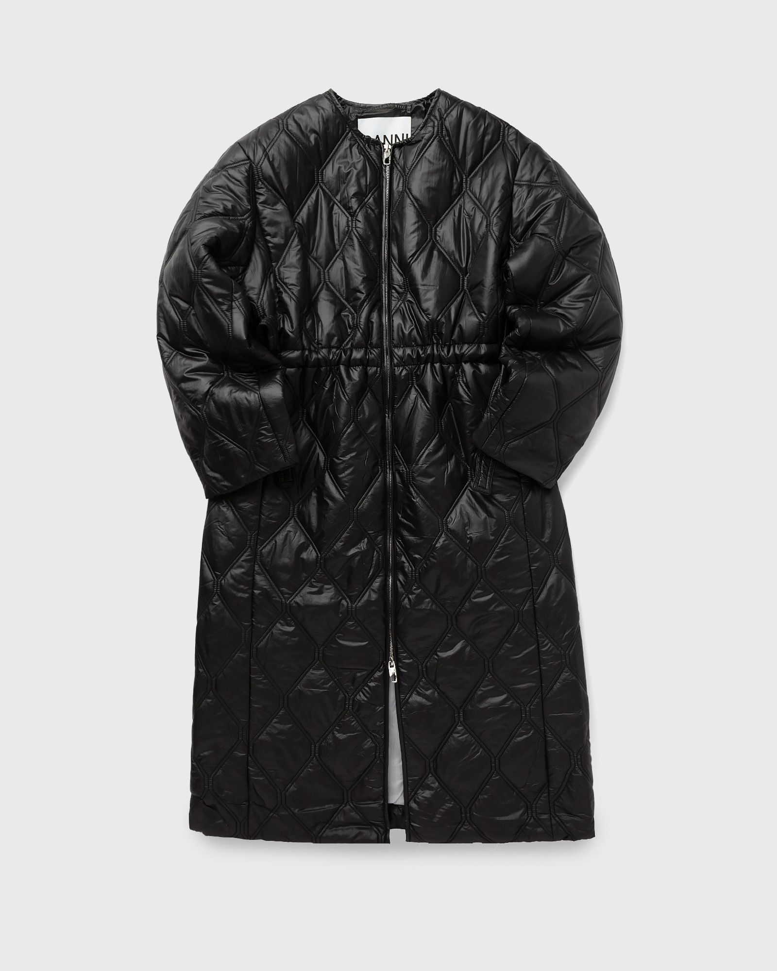 Ganni - shiny quilt long coat women coats black in größe:l/xl